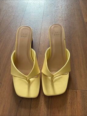 a new day Yellow Square-Toe Thong Slide Mules